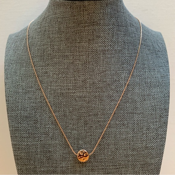 Kinsley Armelle Rose Gold Charlotte Necklace Hammered Disc Necklace RETIRED - Picture 3 of 13